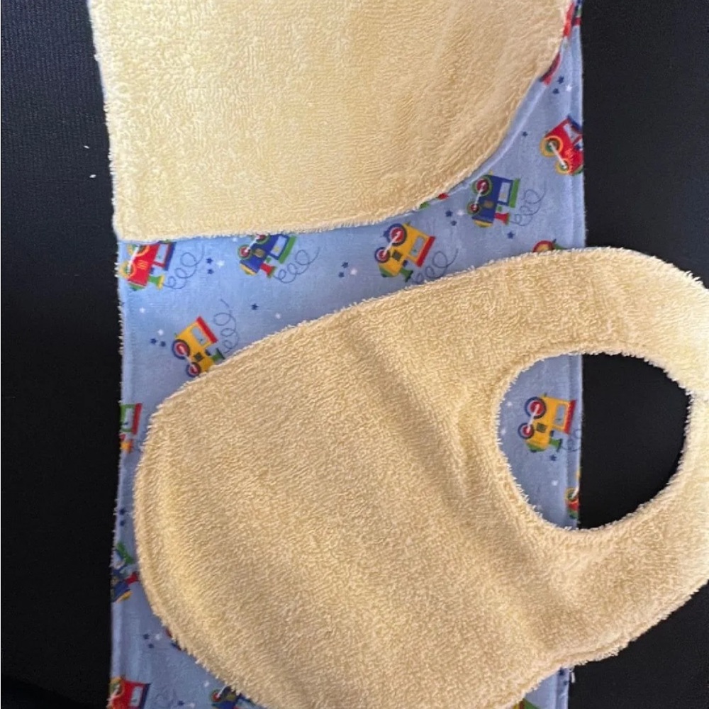 Cream Baby Bib and Burp Cloth Set